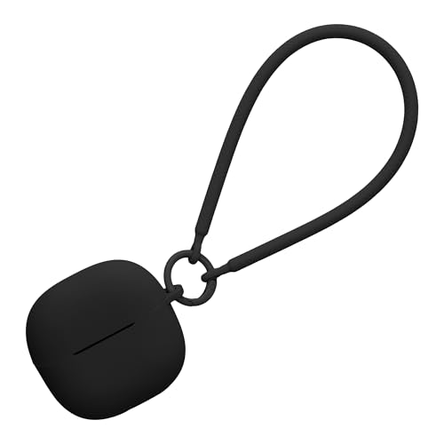 kwmobile Carcasa de Silicona Compatible con Xiaomi Redmi Buds 6 Lite Case - Funda para Cascos Inalámbricos con Correa de Mano Antipérdida - Negro