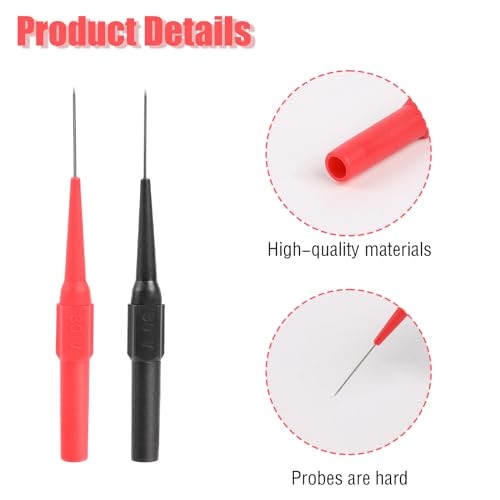 Image of 20 Pcs 0.7mm Multimeter Test Probe Pins, Wire Piercing Probe Insulation Back Probes Non-Destructive Insulation Wire Piercing Needle for Banana Socket Plug, Car Tester