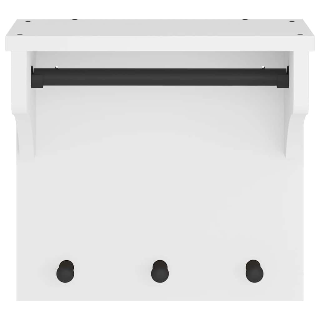 Porte-manteau mural SANDNES blanc 43x30x42 cm bois massif pin