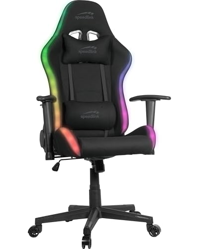 REGYS RGB - Sedia da scrivania per giocatori, regolabile in altezza, con illuminazione, colore nero