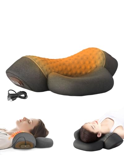 Artuvate Neck Massager 2026 New 3-in-1 Neck Massager Pillow with Deep Tissue Heating & Gentle Stretcher Ergonomic Memory Foam Pillow for Neck Back Shoulder - Sleep Aid & Relaxation (Dark Gray)