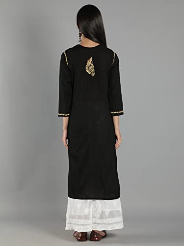 Image of Seva Chikan Hand Embroidered Lucknowi Chikankari Cotton Kurta Kurti for Womens SCL4219