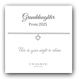 Charmed Jewellery Prom Gift for Granddaughter, CZ Heart Bracelet 925 Sterling Silver, Personalised, Gift Ideas for Prom Night