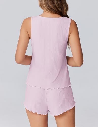 Image of Ekouaer 2 Pieces Womens Tank Top Pajamas Set Soft Sleepwear Cami and Shorts