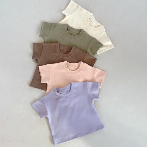 Baby Girls Toddler T-Shirt Short Sleeve Solid Color Crew Neck Summer Casual Tee Cotton Comfort Kids Tops Clothes4