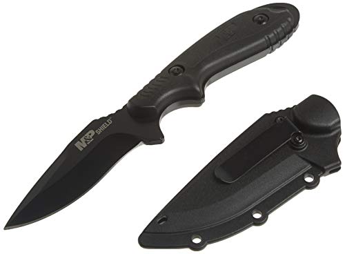 Smith & Wesson M&P Shield 7.5in S.S. Full Tang Fixed Blade Knife with 3in Clip Point Blade and Nylon Handle for Outdoor, Tactical, Survival and EDC