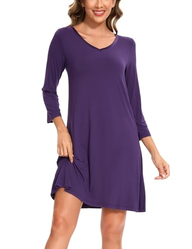 Image of GYS Womens Bamboo Viscose Nightgown Super Soft Lightweight Night Shirts for Sleeping