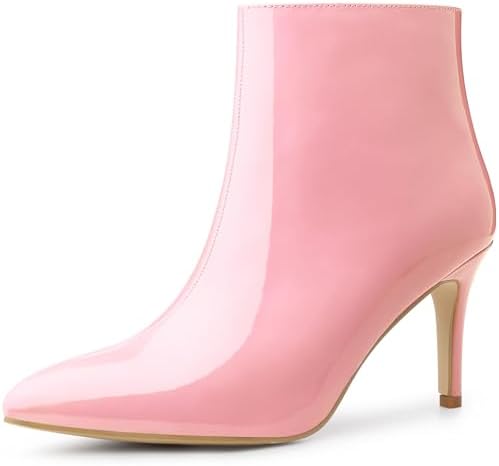 Allegra K Women's Pointed Toe Stiletto High Heel Baby Pink Ankle Boots 6 M US
