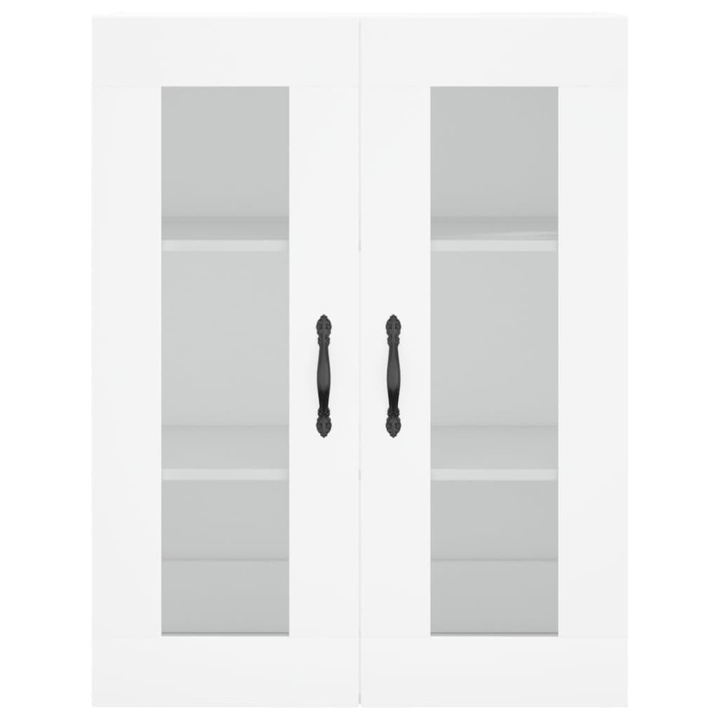 Highboard biała 69,5 x 34 x 180 cm, szafa z materiału drewnopochodnego ze szklanymi drzwiami, elegancki mebel do salonu, sypialni, dużo miejsca do przechowywania