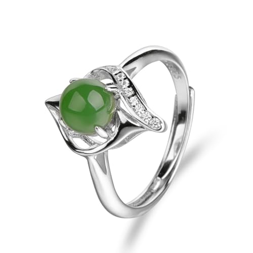 Bague en jade vert naturel et argent massif, un bijou d'exception ajustable