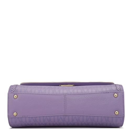 Image of Da Milano Leather Satchel Bag for Women - Purple