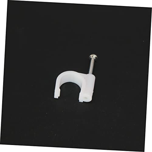 White Plastic round Cable Wire Clips 300Pcs for Cable Management | Impact Resistant, Weathering Resistant, Corrosion Free, Hardened Nails, Electrical and Ethernet Cable, Office Outdoors miniatura 7