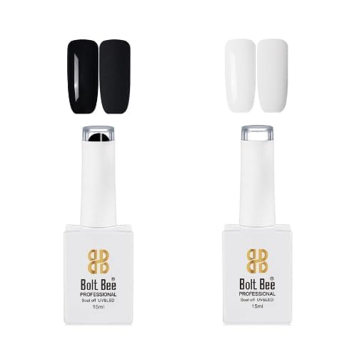 Bolt Bee Gel Nail Polish Kit - 2 Pcs 15ml White and Black Colors Set, Soak Off LED Polish for Nail Art Manicure Salon DIY at Home Design Decorations (01,59)-image-36