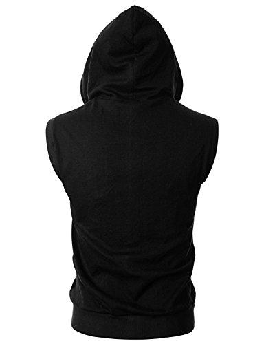 Image of Ohoo Mens Slim Fit Sleeveless Lightweight Zip Up Hooded Sweatshirt Vest Hoodie