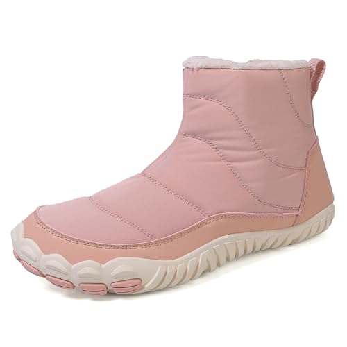 Image of Men's and Women's Barefoot Hiking Boots | Zero Drop Winter Snow Boots with Wide Toe Box | Slip-On Waterproof Ankle Booties | Minimalist Five-Finger Sneakers for Outdoor Hiking and Walking