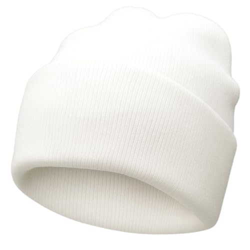 Ohjijinn Anime Beanie Halloween Beanie Ghost Knit Hats, Winter Soft Headwear Funny Hat for Men Women Unisex White