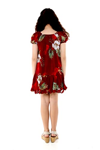 Image of Matchable Family Hawaiian Luau Men Women Girl Boy Clothes in Pineapple Garden Burgundy
