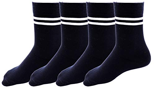 Image of RC. ROYAL CLASS Boys & Girls Striped Organic Cotton Calf Length School Socks for Kids, Anti Odour Soft and Breathable Uniform Socks (Pack of 4 Pairs)