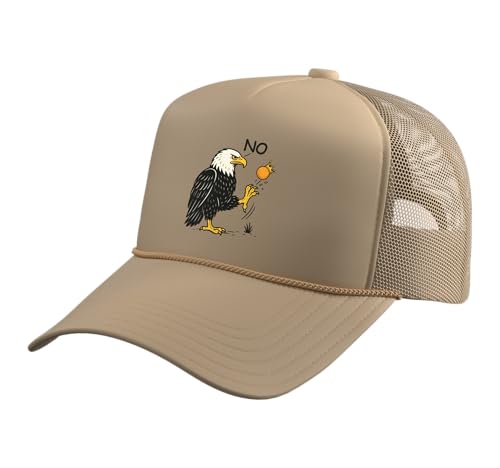 Funny No Kings in America Shirt - Retro Political Men Women Trucker Hat with Adjustable Mesh Back Khaki
