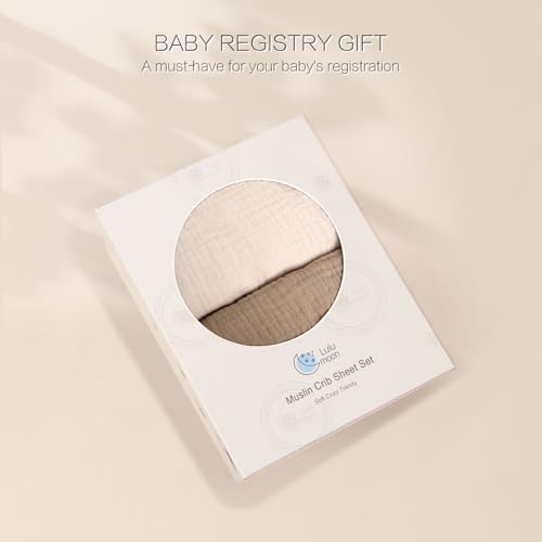Image of lulumoon Baby Muslin Crib Sheets: Soft & Breathable Fitted Crib Sheets for Boys and Girls - Solid Color Sheets for Standard Crib 2Pack