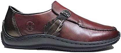 Rieker L1759-30 Wine Leather Womens Slip On Shoes 10 Red | Image 4
