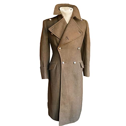 Men Wool Blend Coat Classic Peak Lapel Double Breasted Peacoat