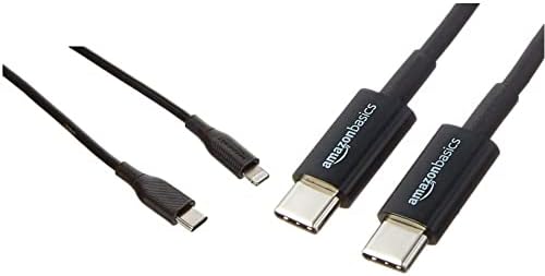 Amazon Basics Câble USB-C vers Lightning, chargeur certifié MFi pour iPhone 11 Pro/11 Pro Max - Black, 0.90 m & USB Type-C to USB Type-C 2.0 Cable - 0.9 m - Black
