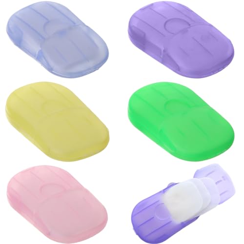 JEYORZY 5 pcs Hojas de Jabón, Papel de Jabón, Jabon Papel Mini PortáTiles, Hojas de Jabón de Papel Desechables, Mini Jabón de Papel portátil para Viajes Camping Lavado de Manos Actividades Al Air