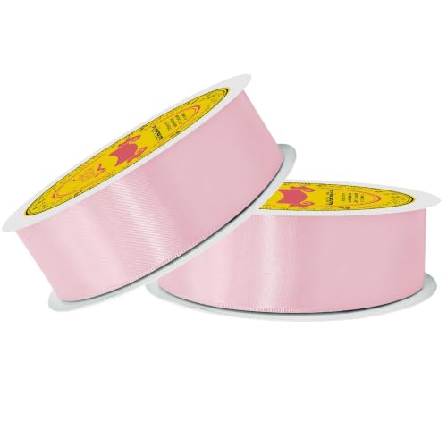 Image of 100 Yards Light Pink Satin Ribbon Polyester Ribbon for Gift Wrapping Very Suitable for Weddings Party Hair Bow Invitation Decorations and More(1-1 /2 inch X 50Yards X 2 Roll)