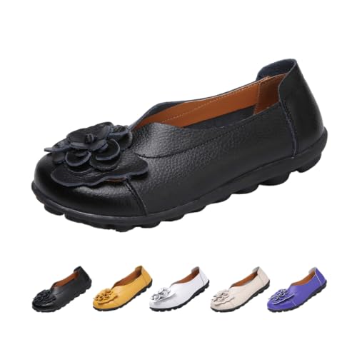 Image of MOYOWEI Women's Leather Slip On Loafers Colorful Flat Shoes