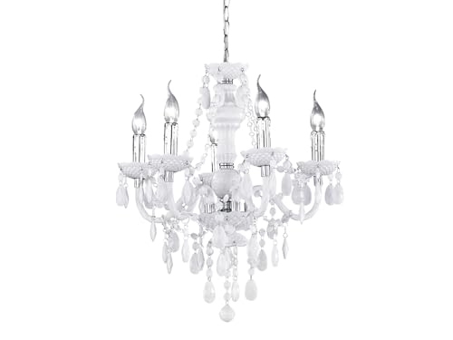 Reality R1107-01 Leuchten - Lámpara con 5 luces, bombillas excluidas, E14, 40 W, 230 V, A++, E, IP20, alto de 150, diámetro de 52 cm, acrílico, blanco