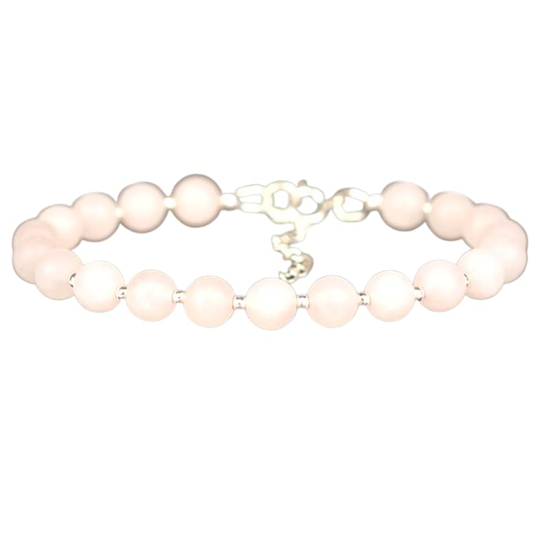Bracelet en quartz rose véritable LKBEADS, idée cadeau perles de 8 mm unisexes