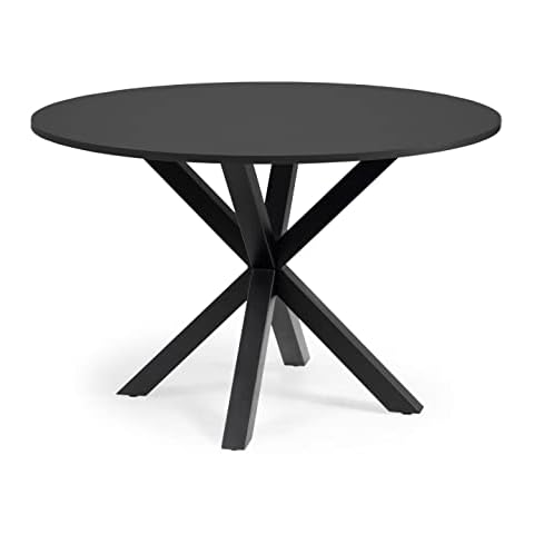 Kave Home - Runder Tisch Full Argo Ø 119 cm aus lackiertem MDF schwarz Beine aus Stahl Cover
