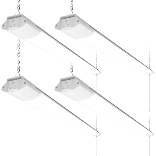 Image of Barrina BS84 LED Shop Lights for Workshop 4FT, 84W, 10000LM, 5000K Linkable Light Fixture for Garage, Basement, Hanging or Flush Mount, 4 Packs, White