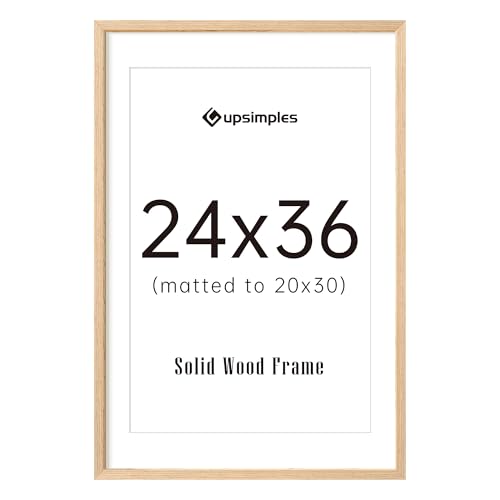 upsimples 24x36 Picture Frame Solid Wooden Nursery Decor 1Pack Natural