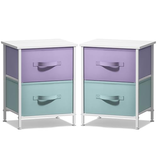 Sorbus 2-Drawer Kids Nightstand for Bedroom (2 Pack, Purple/Aqua) - image 7