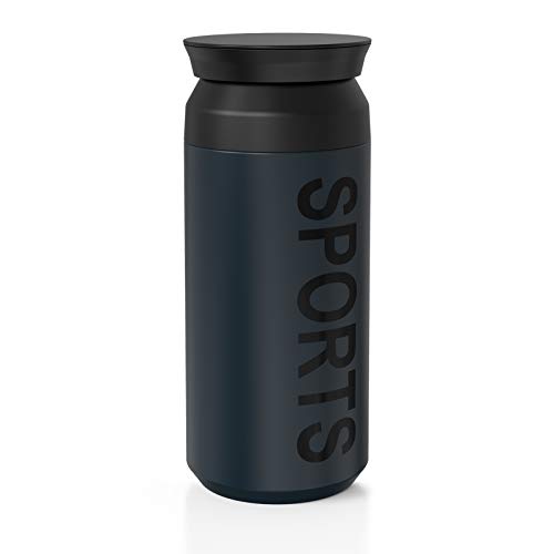 CCopnts Taza de viaje, taza de café aislada de acero inoxidable con tapa a prueba de fugas, taza térmica al vacío de doble pared para bebidas calientes y frías (gris azul, 350 ml) Cover