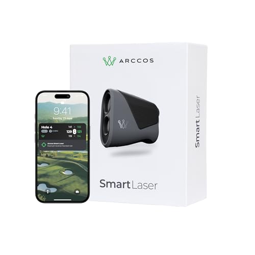 Arccos Smart Laser Rangefinder with Slope & Wind – Golf AI-Powered “Plays Like” Distances, AI Strategy & Green Maps, Tournament Legal Toggle, Free First Year