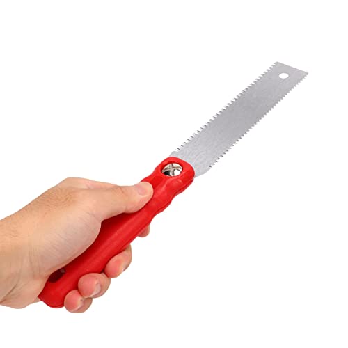 Japanese Pull Saw Plastic Handle Razorsaw Flush Cutting Double Edge Saw for Woodworking, Red and Silver - Image 2