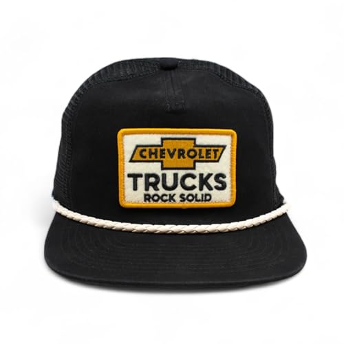 Image of AMERICAN NEEDLE Chevrolet Trucks Wyatt Adjustable Snapback Trucker Baseball Hat (23014A-CHEVY-BLK) Black