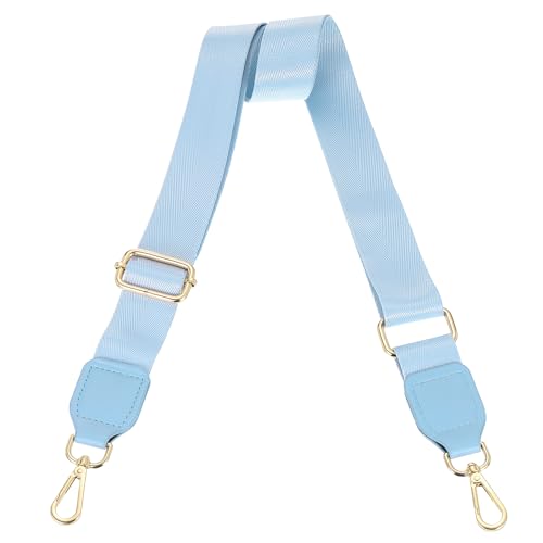 Image of uxcell Wide Shoulder Strap, 3.8cm Adjustable Purse Strap Replacement Crossbody Strap for Shoulder Bag Handbag, Sky Blue, Gold Square Mouth Buckle