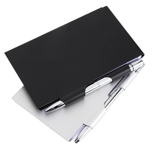 LOORGVEL 2個 メタルポケットメモ帳 ペン付き 詰め替え可能 小型メモ帳 耐久性のある属製ケース 掛け替え可能な紙 質感良好 書きやすい滑らか