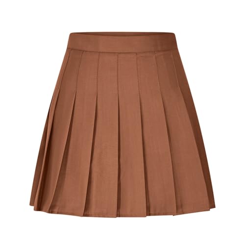 Women's Casual Skirts Mini Flared Skater Skirt Cotton Linen Stretchy Elastic High Waist Pleated A-Line Party Skirts2