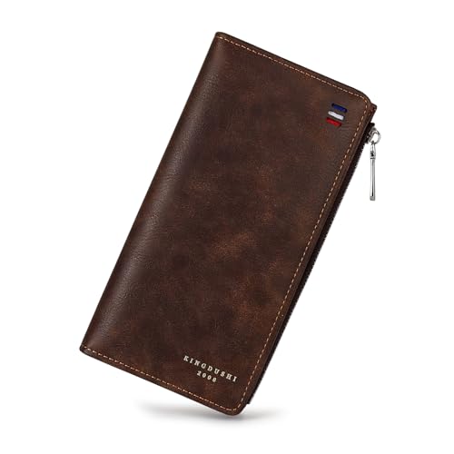Mens Wallet, PU Leather Credit Card Holder Minimalist Wallet for Men and Boys, Large-capacity Men's Wallets Mens Slim Wallet for Bank Cards, ID Cards, Cash, Receipts (brown)