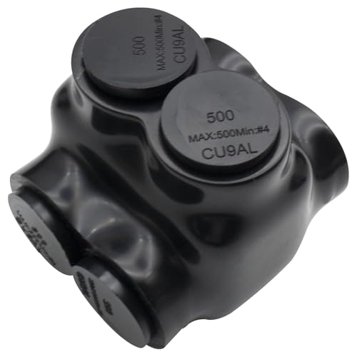 4AWG-500Kcmil Insulated 2 Port Inline Splice Connector Black Wire Connectors,Allen Hex 3/8" Insulated Cable Connectors Pre-Loaded Oxide Inhibitors,UL Listed(1pcs)