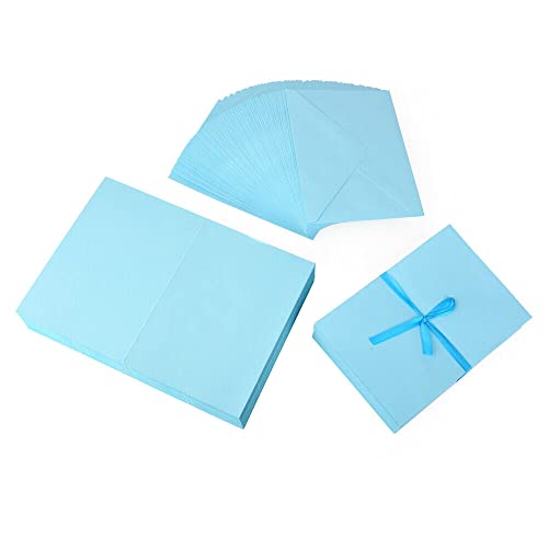 ewtshop® Paper24 - Juego de tarjetas plegables (100 unidades, DIN A6, 105 x 148 mm, 100 unidades), color azul claro Cover