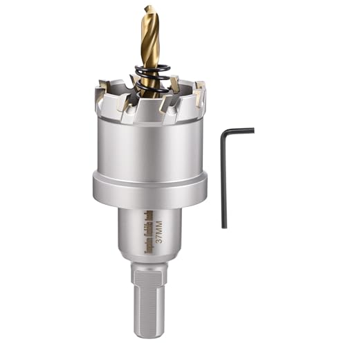 Image of CoCud 1-7/16" (37mm) Hole Saw, Tungsten Carbide TCT Hole Cutters with Drill Bit - for Thick Hard Metal, Stainless Steel, Copper, Aluminum