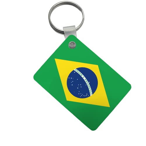 Etiquetas de identificación de bandera de país (llaveros) banderas del mundo impresas de doble cara - Copa del Mundo, Brasil, Talla única