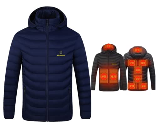 Image of Heated Hoodie for Men and Women,Heated Jacket with 3 Heating Levels, 9 Heating Zones Heated Down Hooded Coat