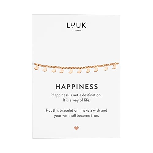 LUUK LIFESTYLE Pulsera de acero inoxidable con colgantes de lunitas, regalo mejores amigas,San Valentín, amuleto de la suerte para el día de la madre, joyería espiritual, estilo bohemio, oro rosa
